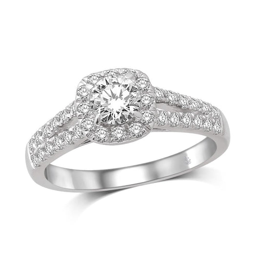14K White Gold 2 Ct.Tw. Diamond Halo Engagement Ring