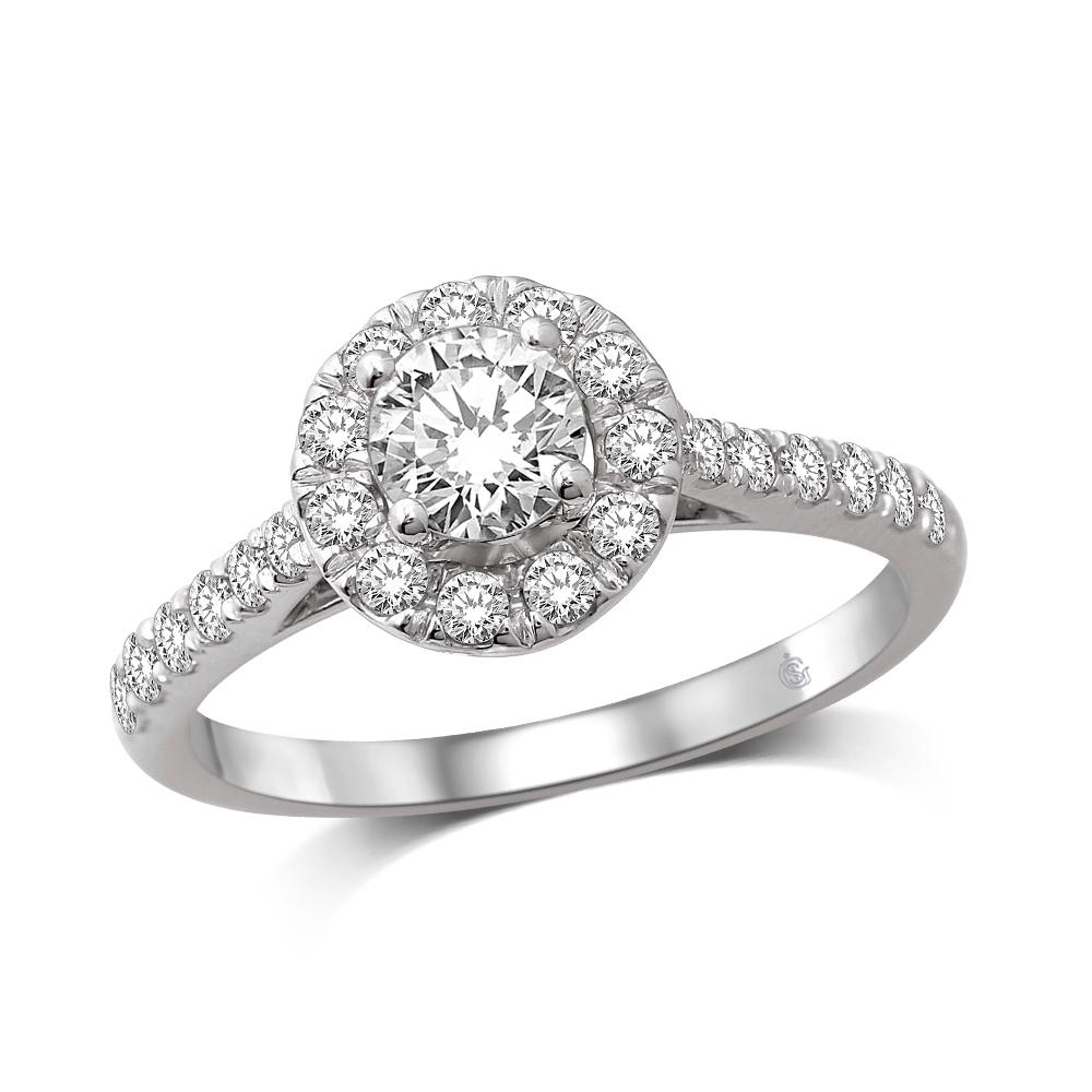 14K White Gold 2 Ct.Tw. Diamond Halo Engagement Ring