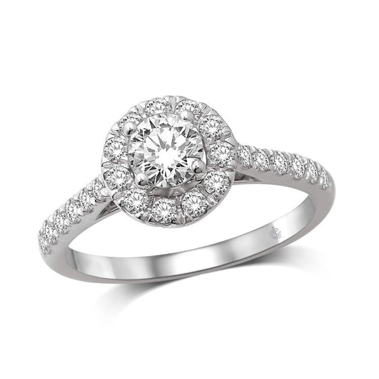 14K White Gold 2 Ct.Tw. Diamond Halo Engagement Ring