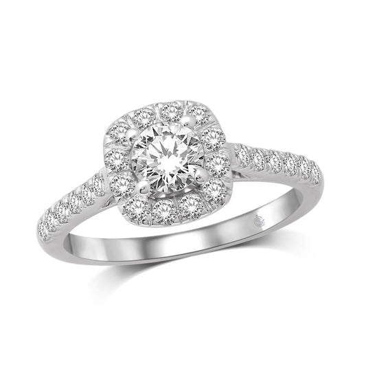 14K White Gold 2 Ct.Tw. Diamond Halo Engagement Ring