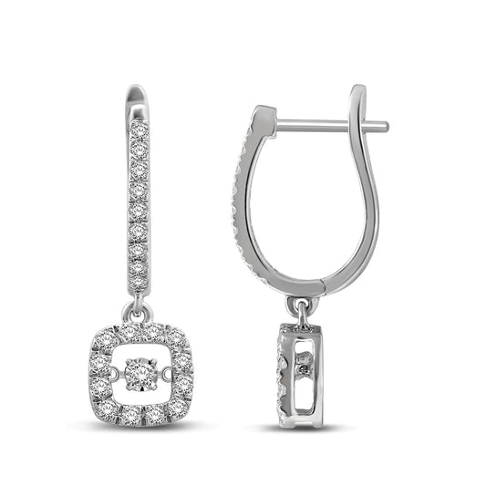 14K White Gold 1 Ct.Tw. Moving Diamond Danglers Earrings