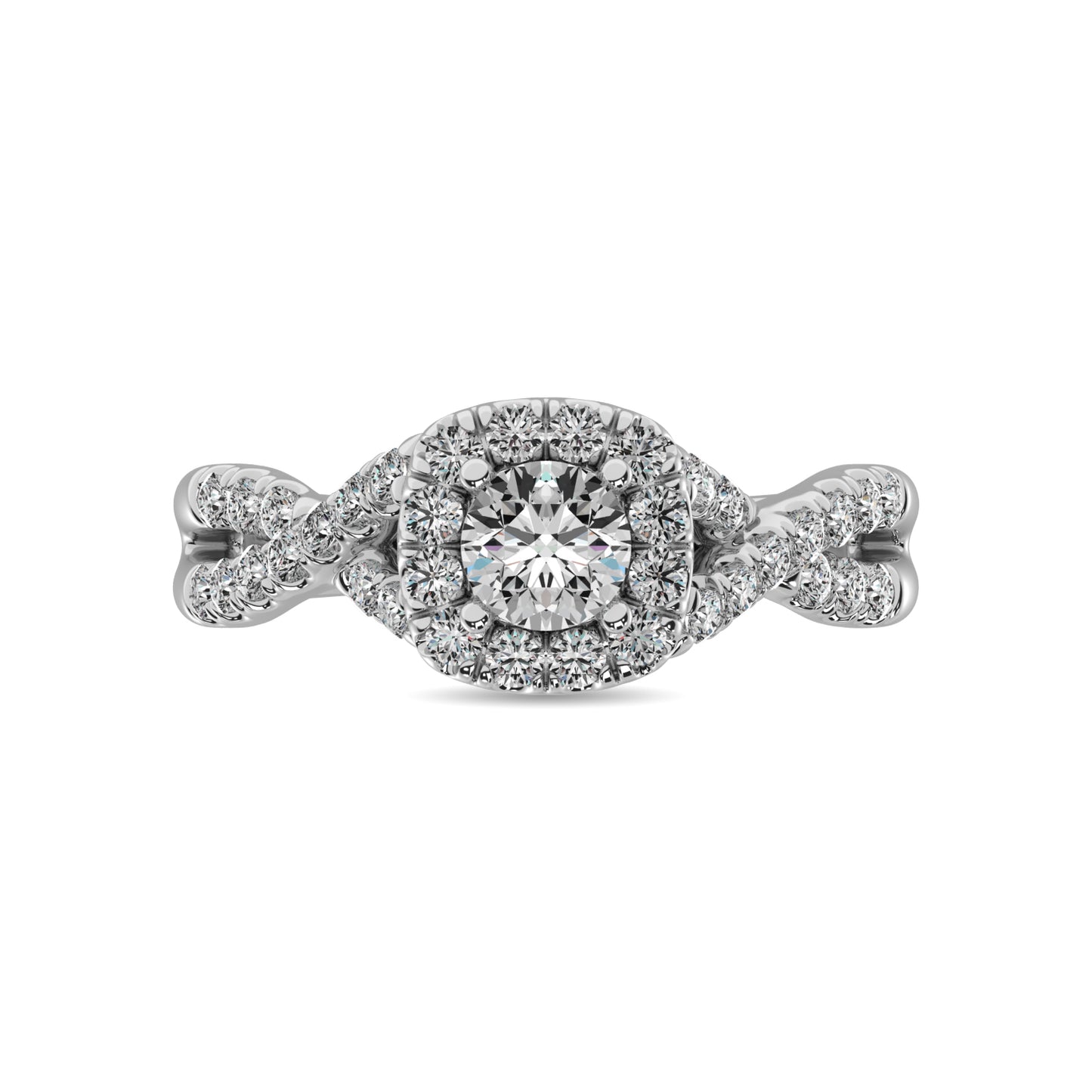14K White Gold 1 Ct.Tw. Diamond Halo Engagement Ring