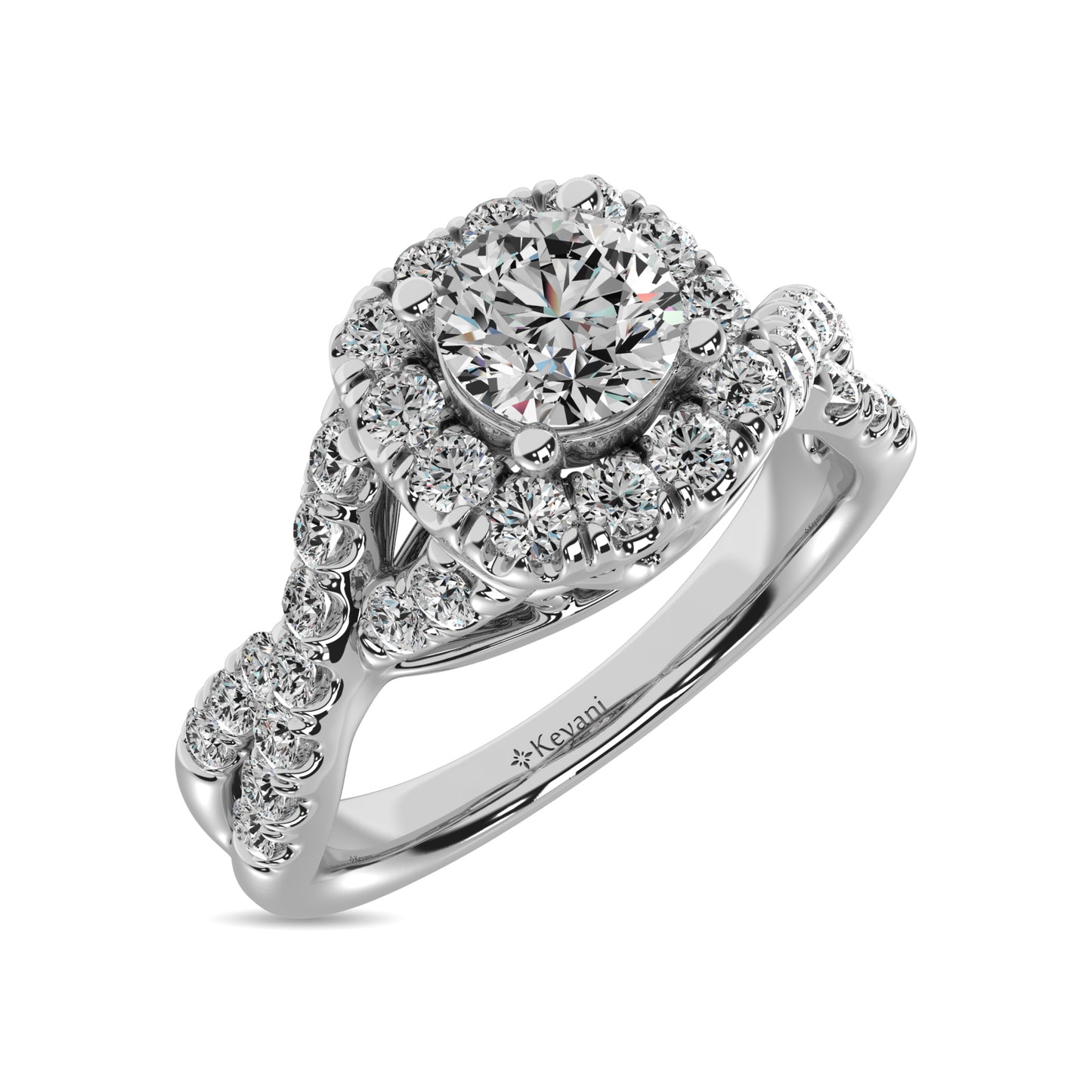 14K White Gold 1 Ct.Tw. Diamond Halo Engagement Ring