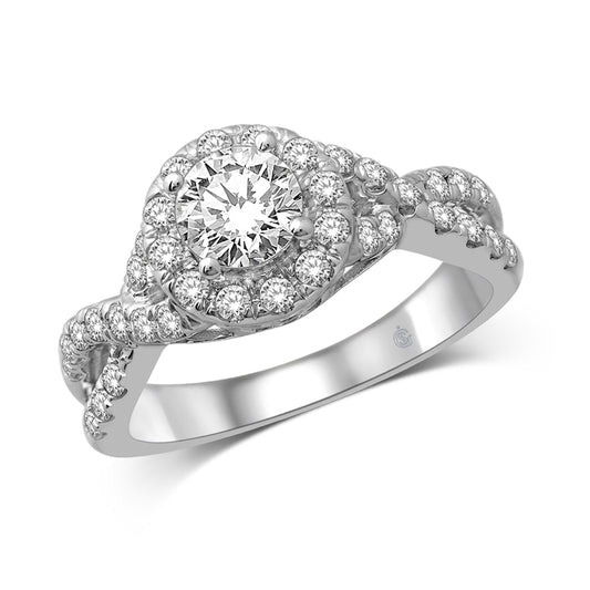 14K White Gold 1 9/10  Ct.Tw. Diamond Halo Engagement Ring