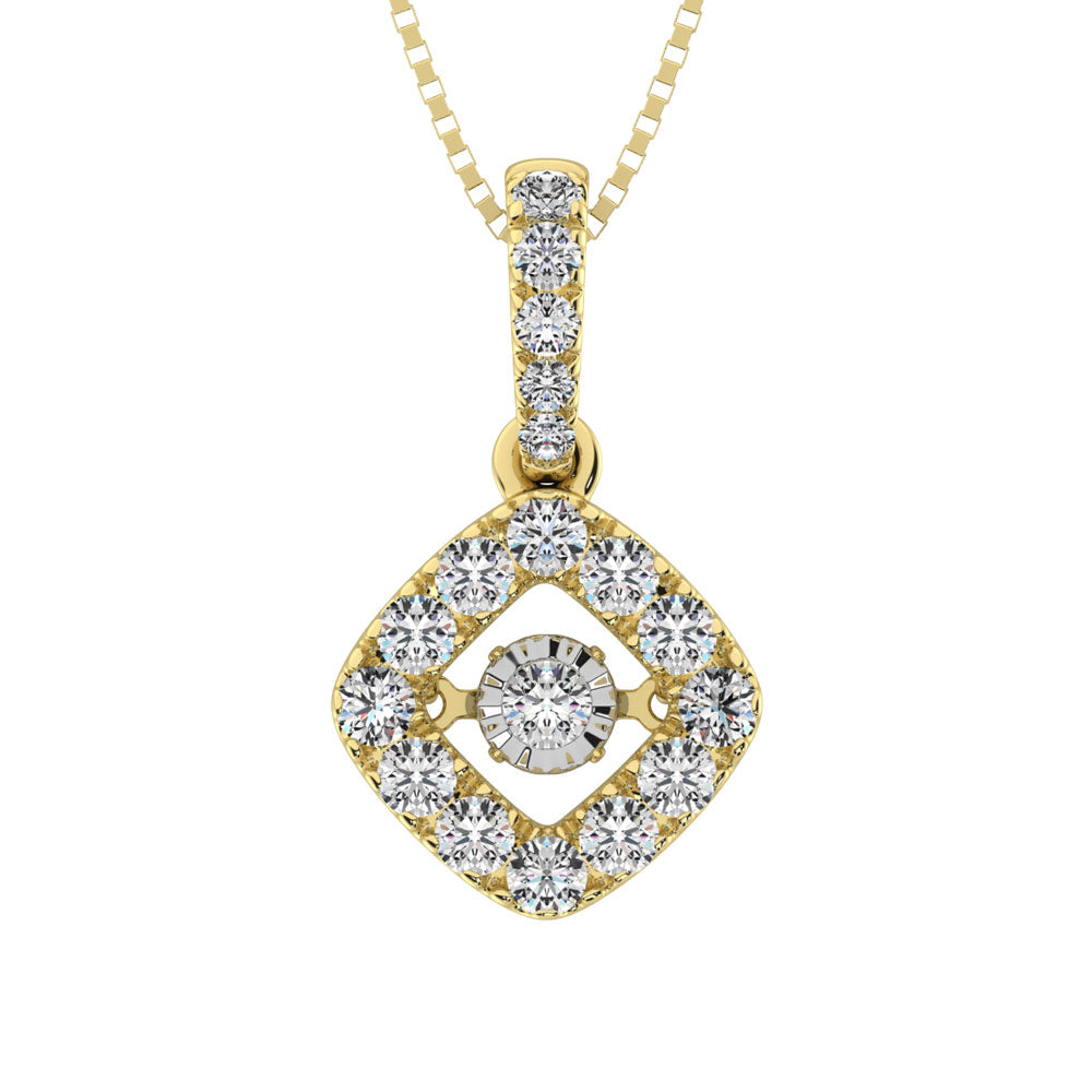 14K Yellow Gold 1 Ct.Tw. Diamond Moving Diamond Pendant