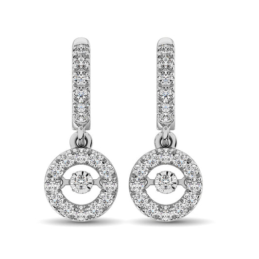 14K White Gold 1 Ct.Tw Moving Diamond Earrings