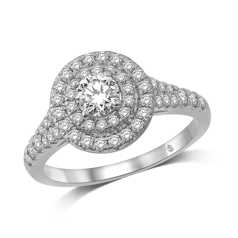 14K White Gold 2 Ct.Tw. Diamond Halo Engagement Ring