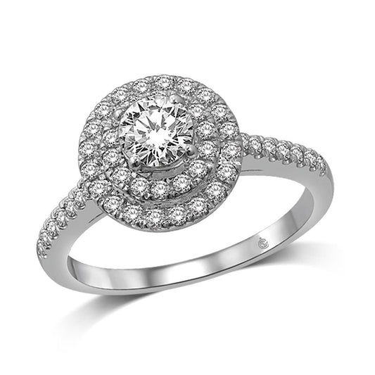 14K White Gold 2 Ct.Tw. Diamond Halo Engagement Ring