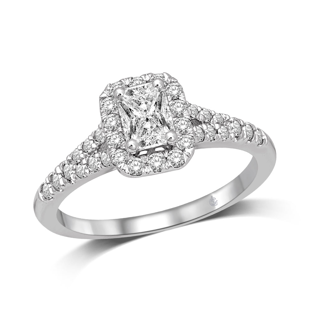 Lovecuts 14K White Gold 9/10 Ct.Tw. Diamond Engagement Ring