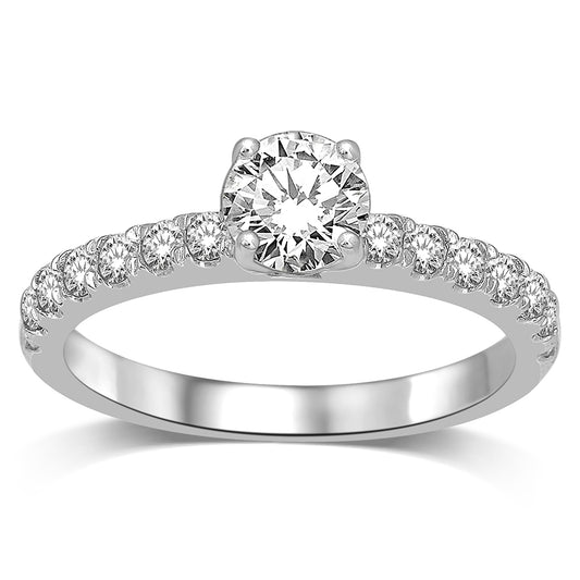 14K White Gold 1 5/8 Ct.Tw. Diamond Halo Engagement Ring