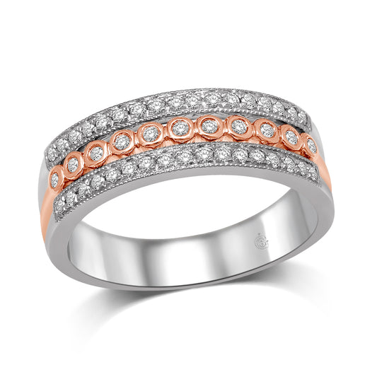 14K Two Tone 1/4 Ct.Tw. Diamond Fashion Band