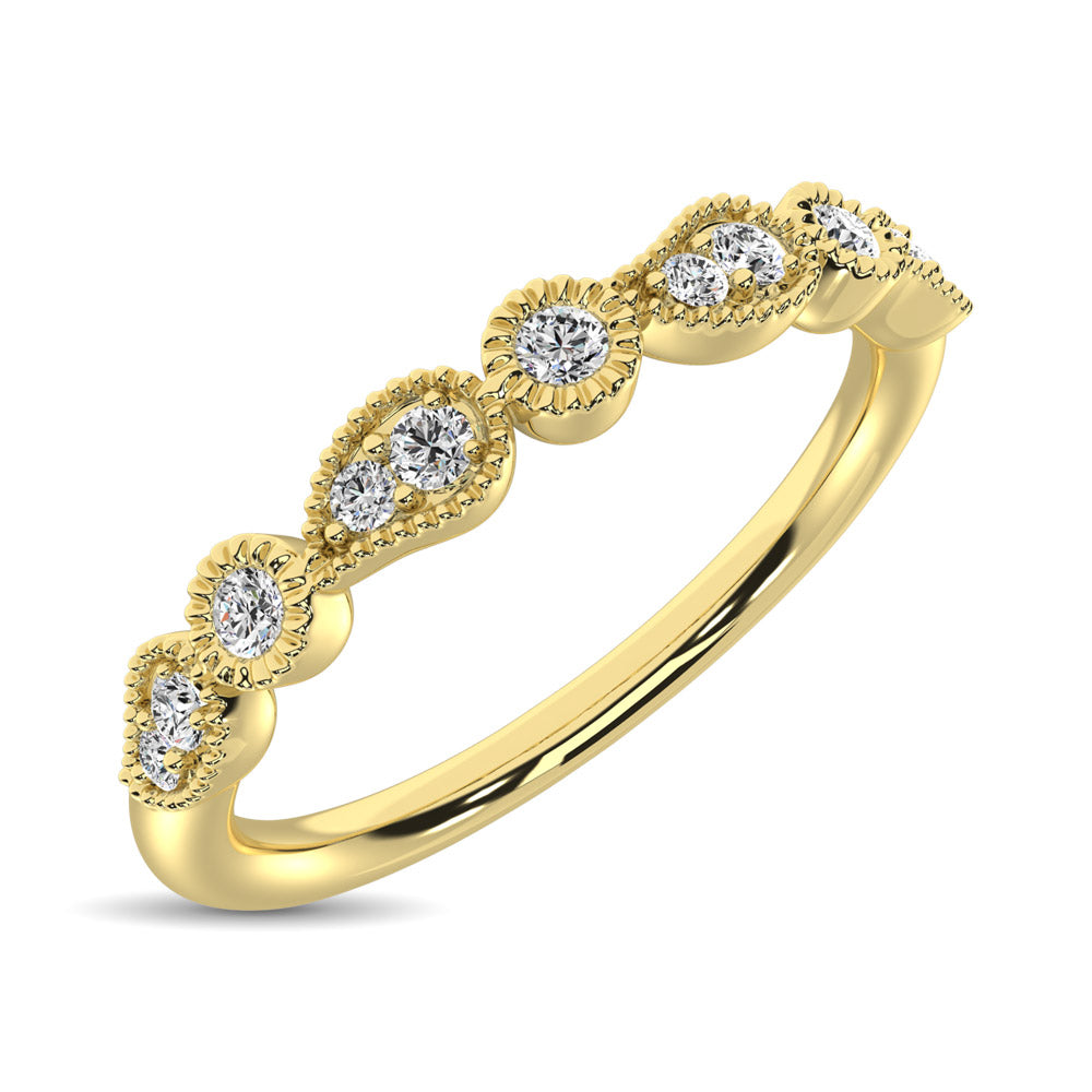 14K Yellow Gold 1/10 Ct.tw Diamond Stackable Band