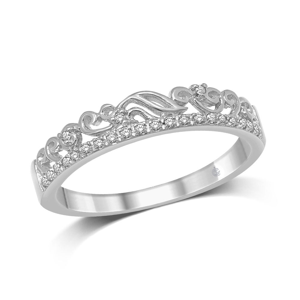 14K White Gold 1/20 Ct.Tw. Diamond Stackable Band