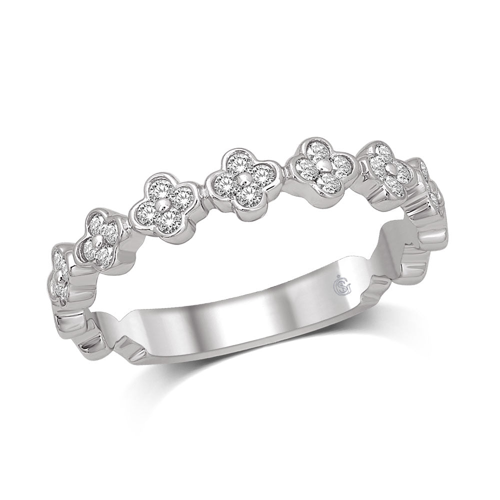 14K White Gold 1/4 Ct.Tw. Diamond Stackable Band
