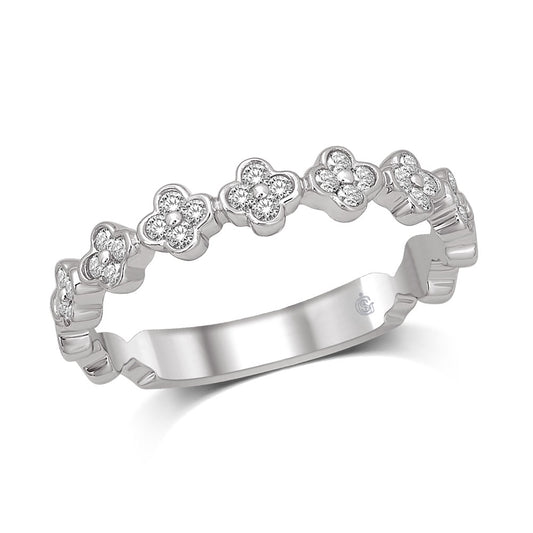 14K White Gold 1/4 Ct.Tw. Diamond Stackable Band