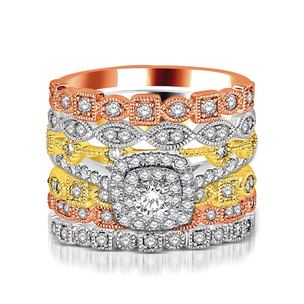14K White Gold 1/4 Ct.Tw. Diamond Stackable Band