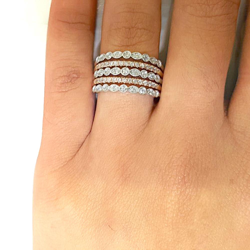 14K White Gold 1/4 Ct.Tw. Diamond Stackable Band