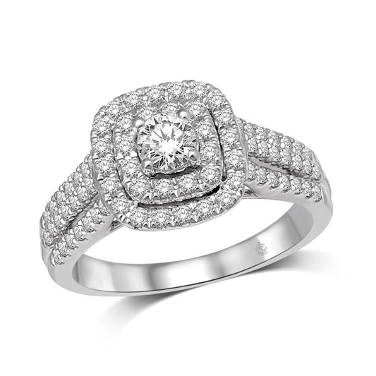14K White Gold 2 Ct.Tw. Diamond Halo Engagement Ring