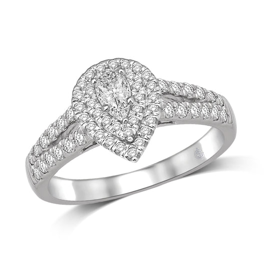 Lovecuts 14K White Gold 5/8 Ct.Tw. Diamond Engagement Ring
