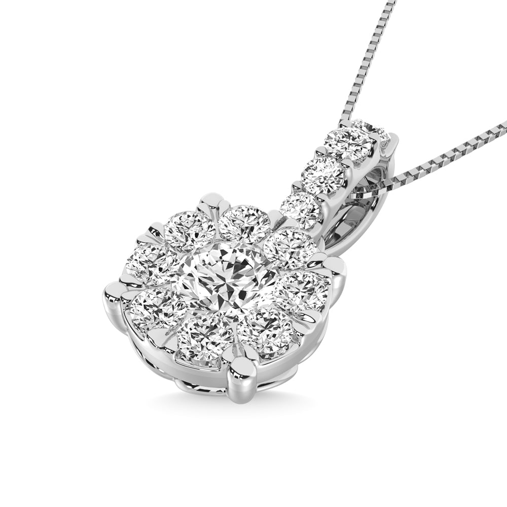 14K White Gold 3/4 Ct.tw Diamond Fashion Pendant