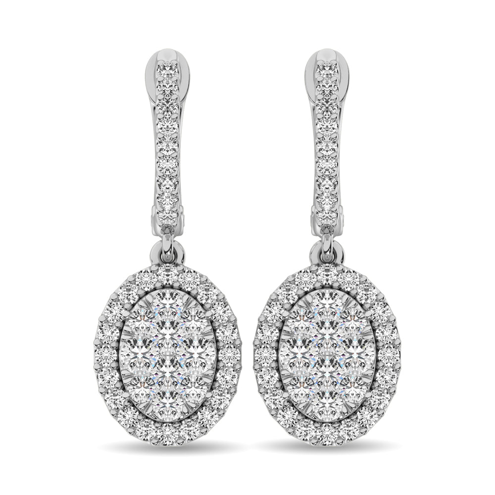 14K White Gold  1 1/2 Ct.tw Diamond Drop Earrings
