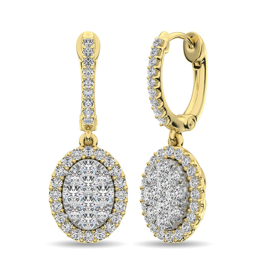 14K Yellow Gold 3/4 Ct.tw Diamond Drop Earrings