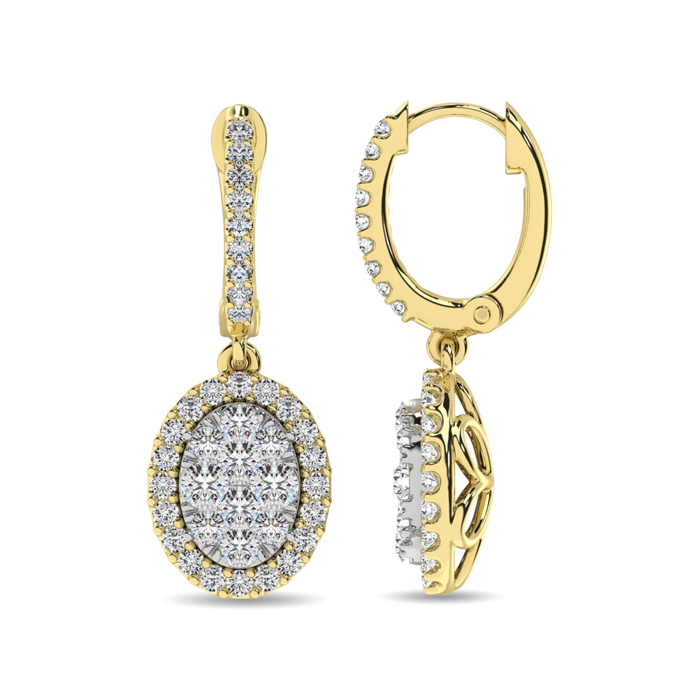 14K Yellow Gold  1 1/2 Ct.tw Diamond Drop Earrings