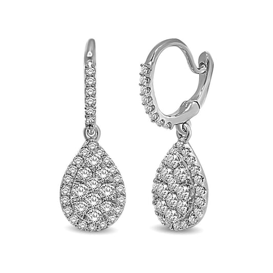 14K White Gold 1 1/2 Ct.tw Diamond Drop Earrings