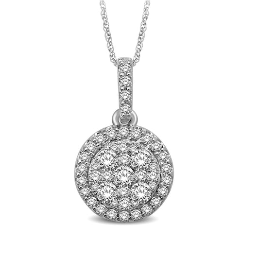 14K White Gold 3/4 Ct.tw Diamond Fashion Pendant