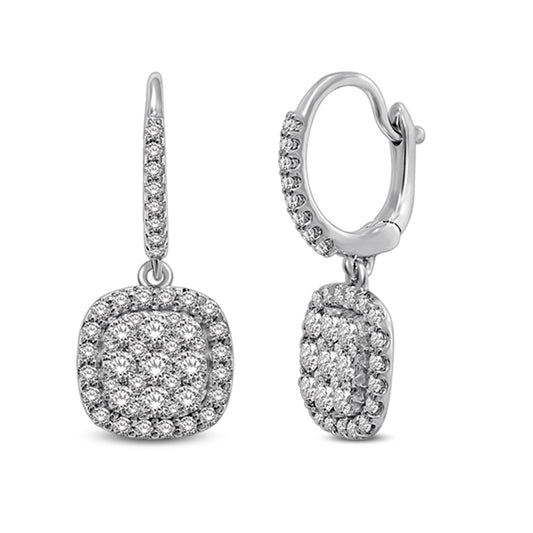 14K White Gold  1 1/6 Ct.tw Diamond Drop Earrings
