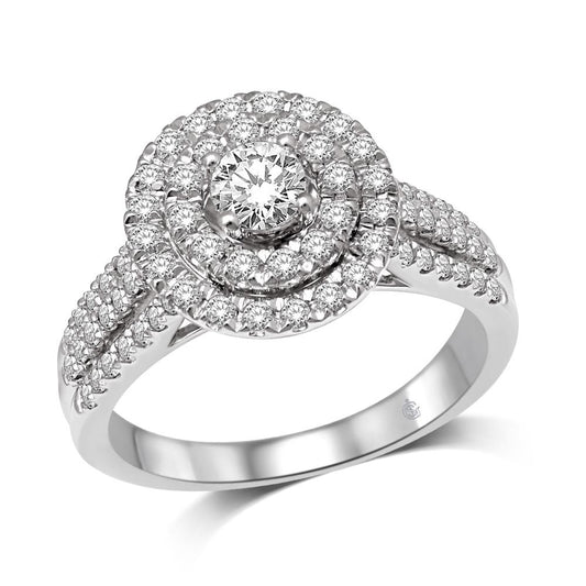 14K White Gold 2 Ct.Tw. Diamond Halo Engagement Ring