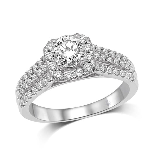14K White Gold 1 9/10 Ct.Tw. Diamond Halo Engagement Ring
