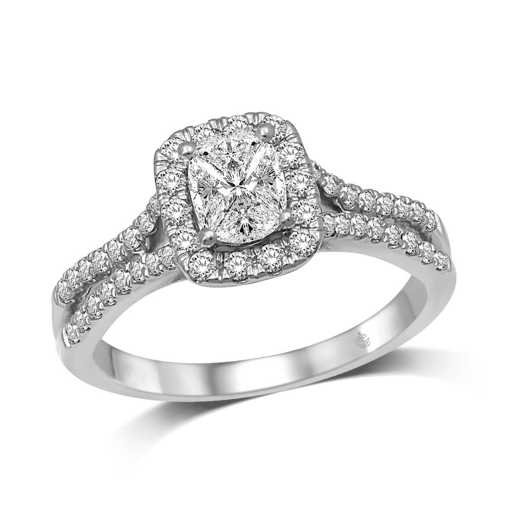 Lovecuts 14K White Gold 3/4 Ct.Tw. Diamond Engagement Ring