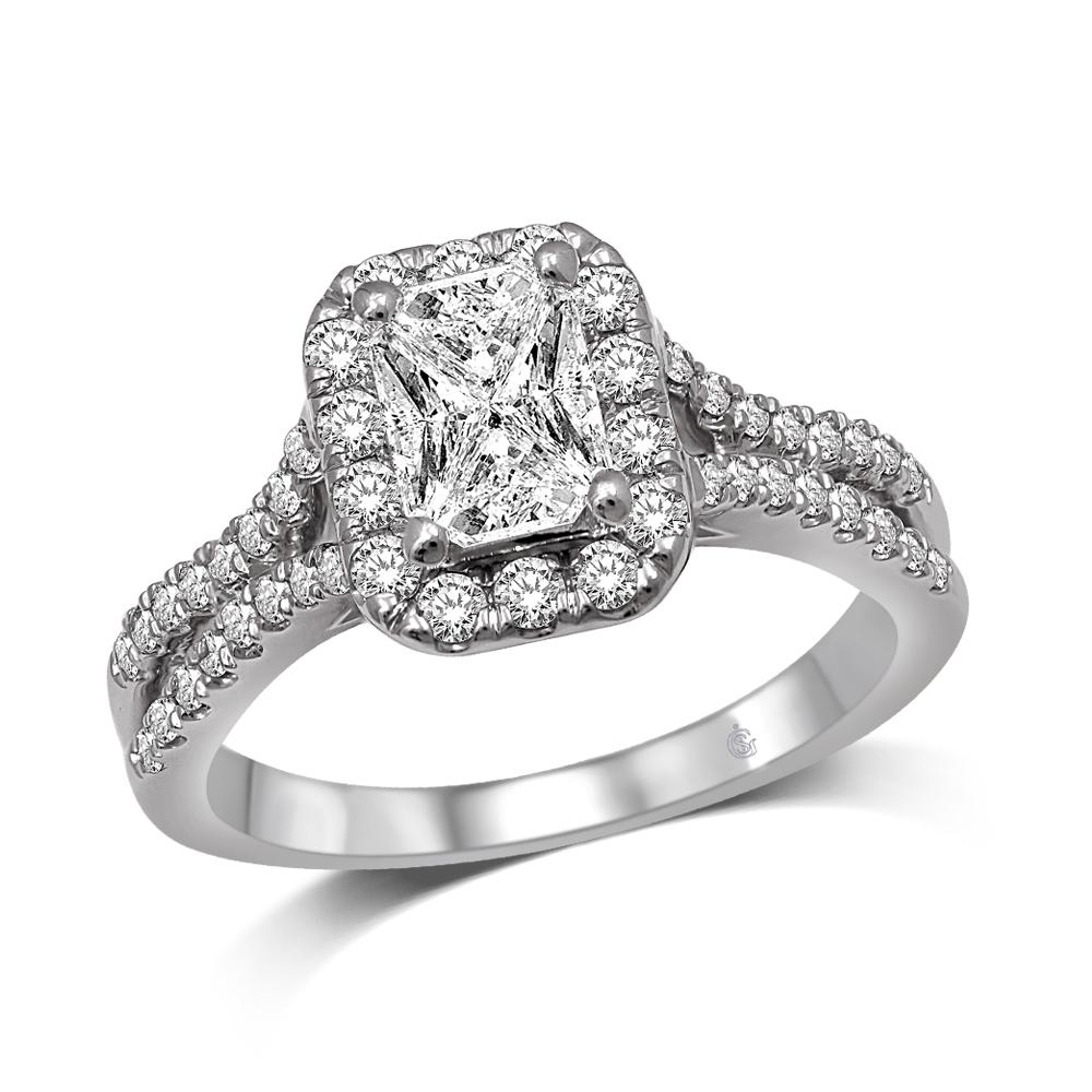 Lovecuts 14K White Gold 9/10 Ct.Tw. Diamond Engagement Ring