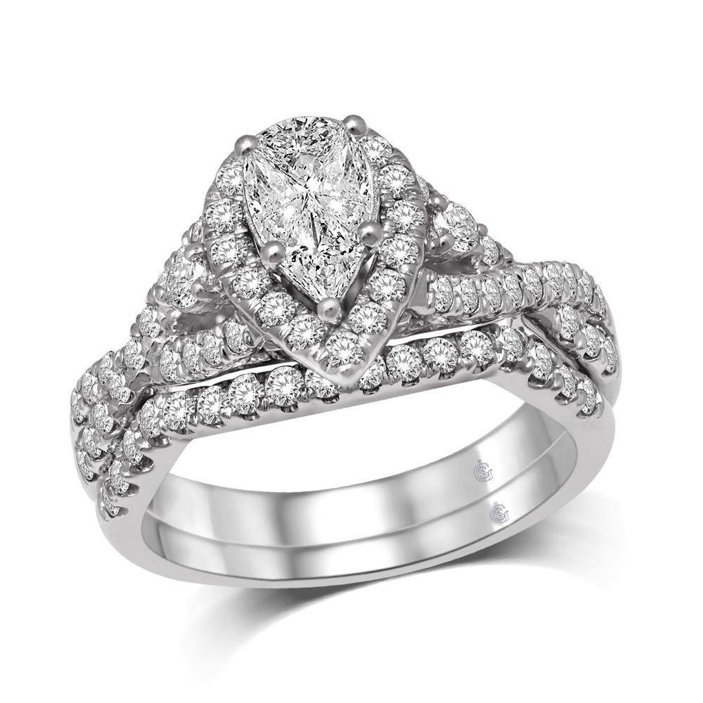 Lovecuts 14K White Gold 1 1/2 Ct.Tw. Diamond Bridal Ring