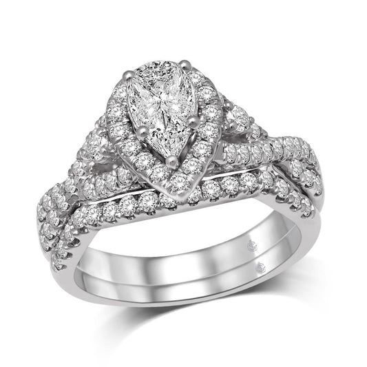 Lovecuts 14K White Gold 1 1/2 Ct.Tw. Diamond Bridal Ring