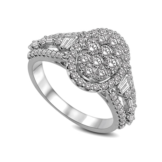 14K White Gold 1 1/2 Ct.tw Diamond Fashion Ring