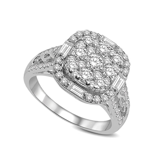 14K White Gold 1 1/2 Ct.tw Diamond Fashion Ring