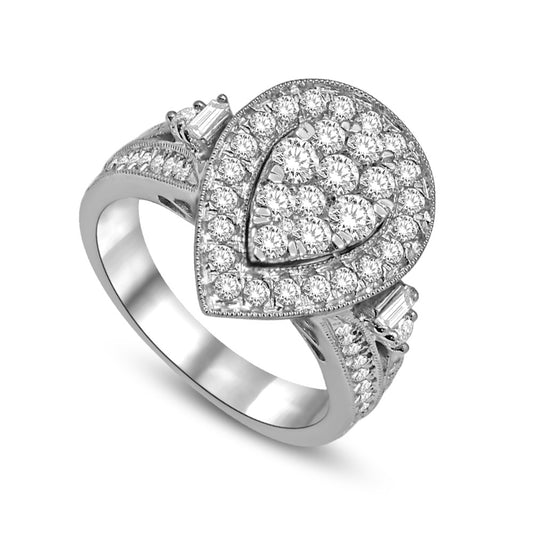 14K White Gold 1 1/2 Ct.tw Diamond Fashion Ring