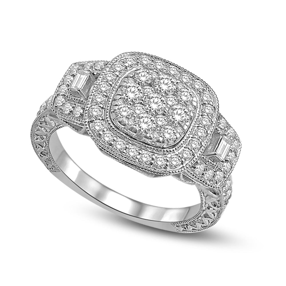 14K White Gold 1 Ct.tw Diamond Fashion Ring