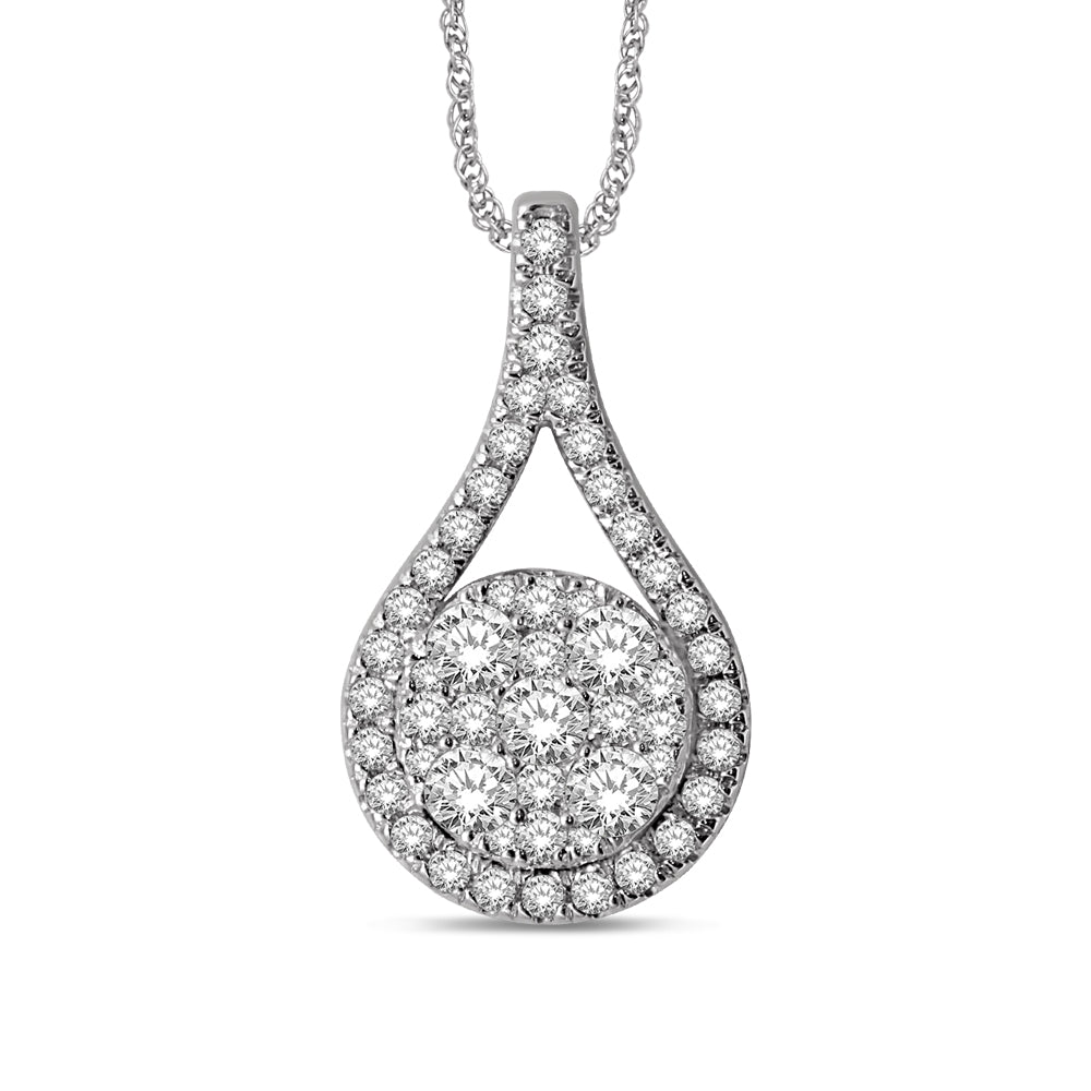 14K White Gold 3/4 Ct.tw Diamond Fashion Pendant