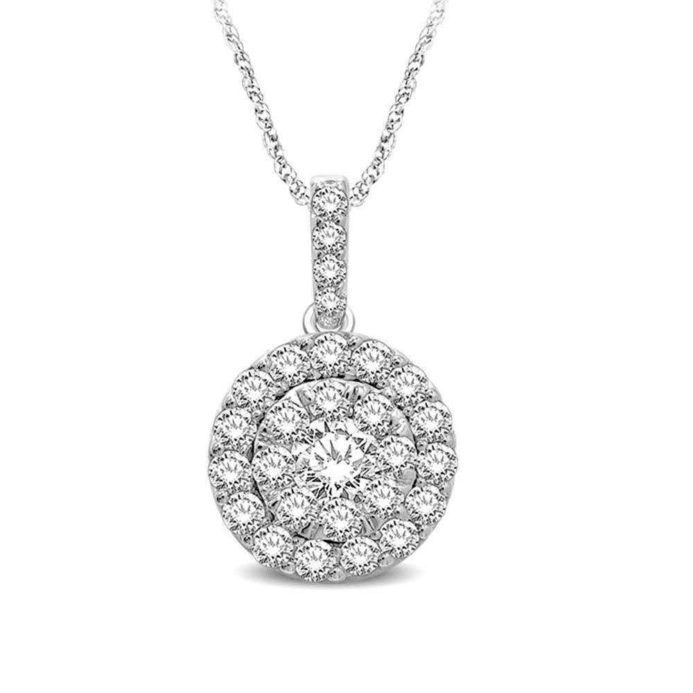 14K White Gold 3/4 Ct.tw Invisible Diamond Fashion Pendant