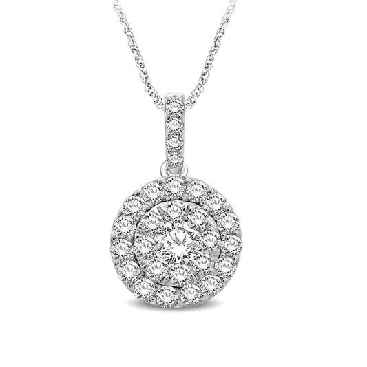 14K White Gold 3/4 Ct.tw Invisible Diamond Fashion Pendant