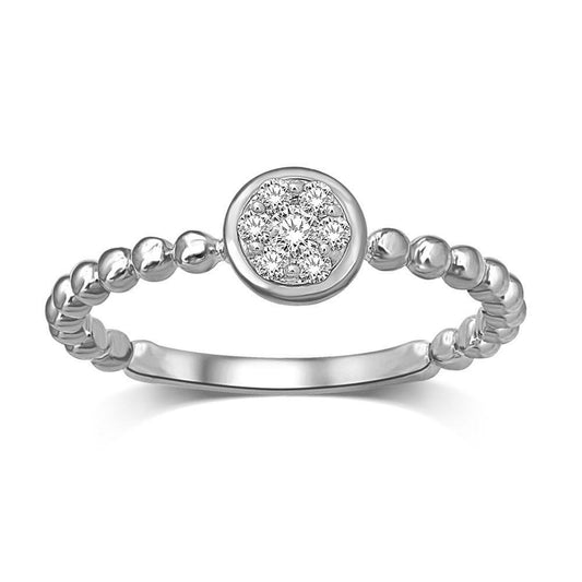 14K White Gold 1/10 Ct.tw Diamond Round Flower Ring