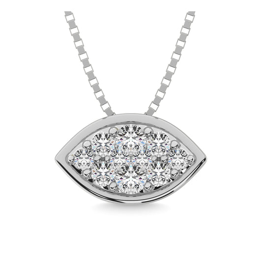 14K White Gold 1/6 Ct.tw Diamond  Marquise Shape Flower Pendant