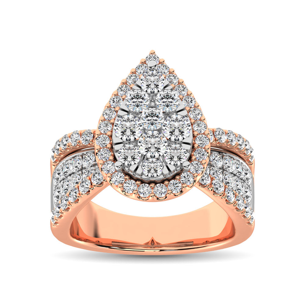 Diamond 1 Ct.Tw. Pear Shape Two Tone Engagement Ring