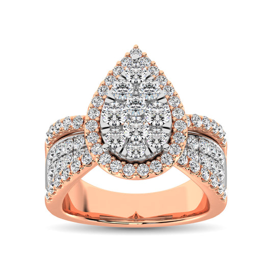 Diamond 1 Ct.Tw. Pear Shape Two Tone Engagement Ring
