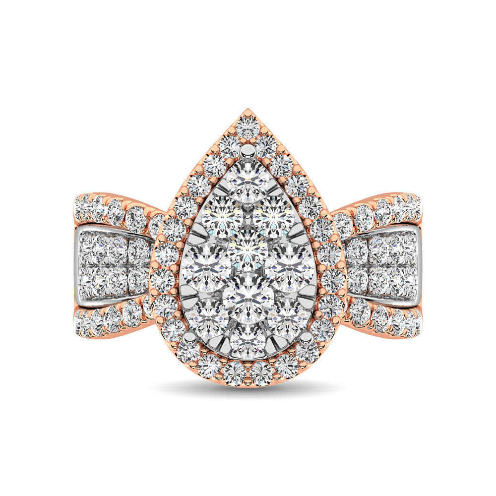 Diamond 1 Ct.Tw. Pear Shape Two Tone Engagement Ring