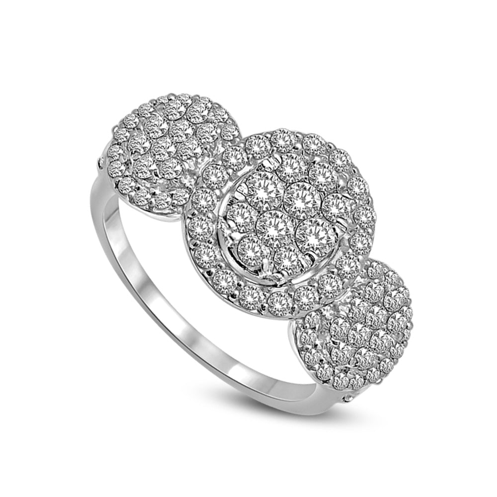 14K White Gold 1 1/2 Ct.tw Invisible Diamond Fashion Ring