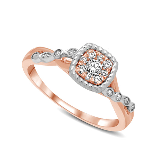 14K Two Tone Gold 1/4 Ct.Tw. Diamond Engagement Ring